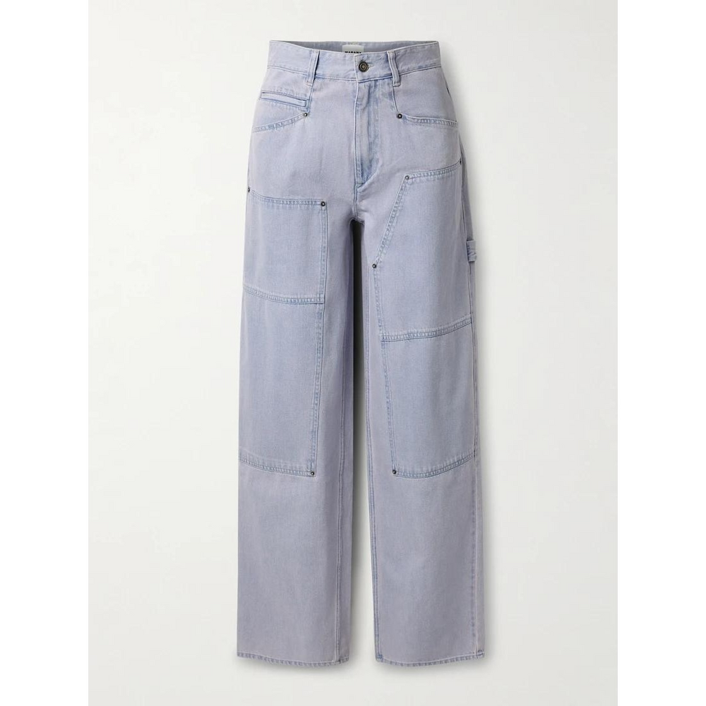 MARANT ÉTOILE Ophra paneled high-rise straight-leg cargo jeans in Blue